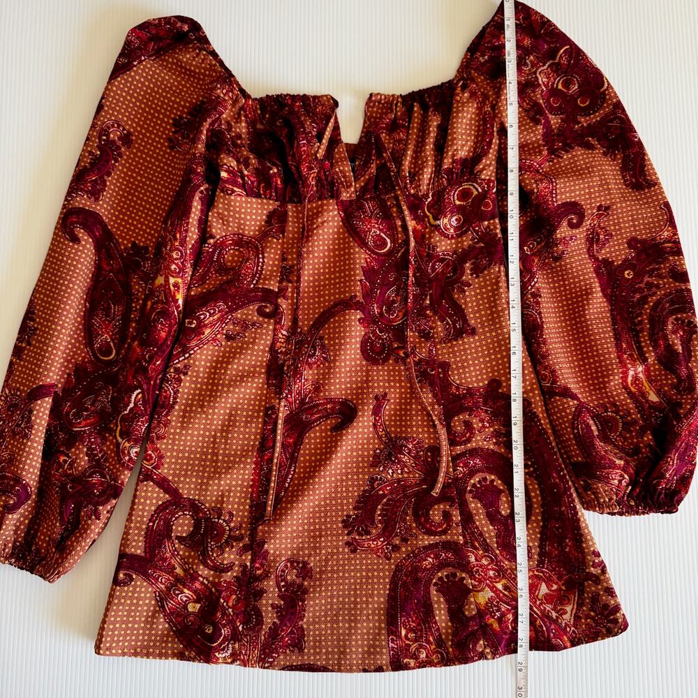 Urban Outfitters Paisley Mini Dress Smocked Balloon Sleeve Boho Small Peasant - Picture 9 of 16